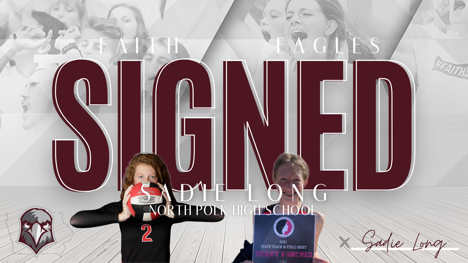 Long Signs with Eagles Volleyball, Track & Field