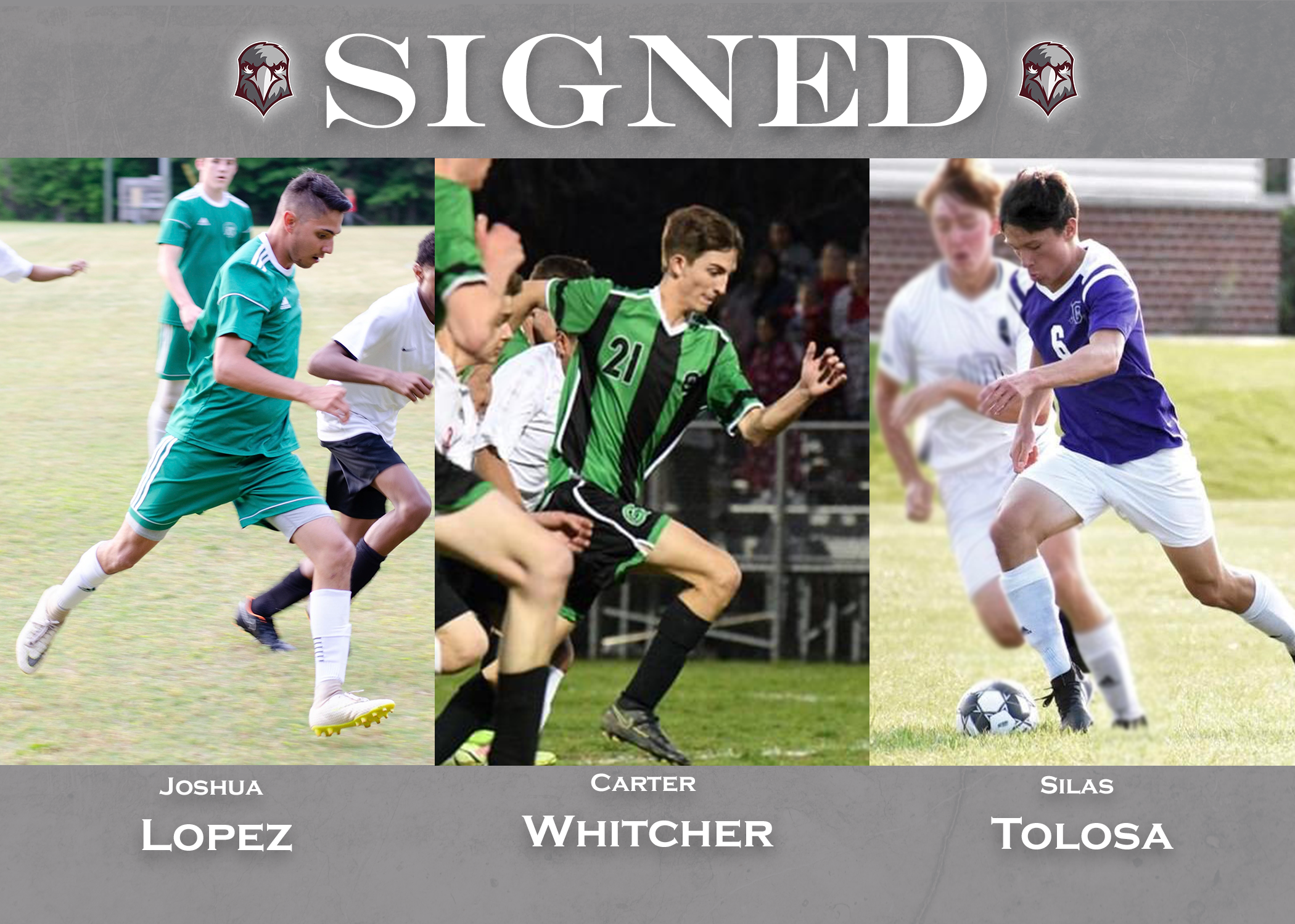 Lopez, Tolosa, and Whitcher Sign for the Eagles