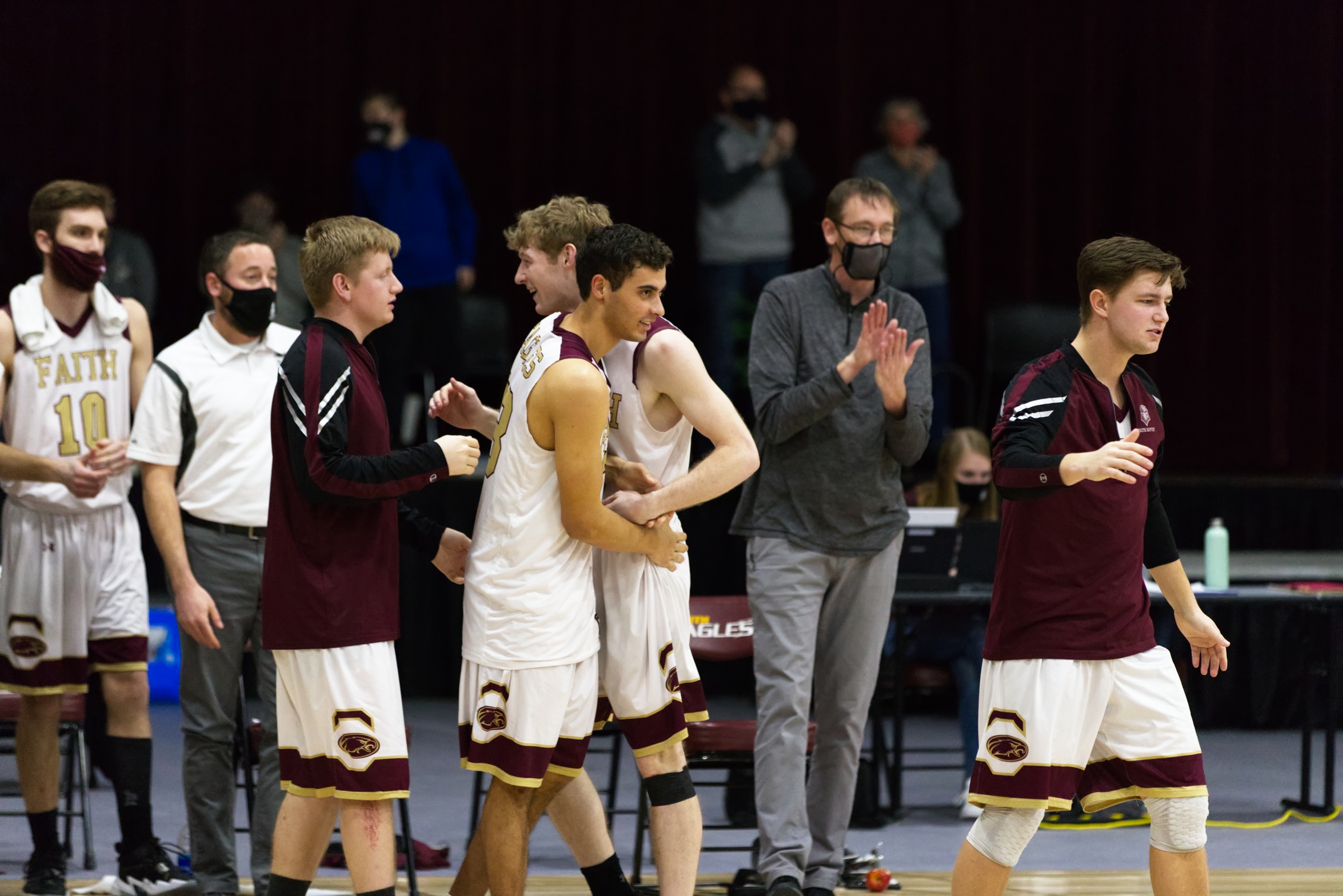 Eagles celebrate win over #2 Barclay (Photo by David Farlow)